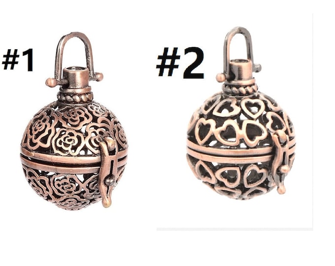 2pc antique copper finish metal prayer box pendant- pls pick a style