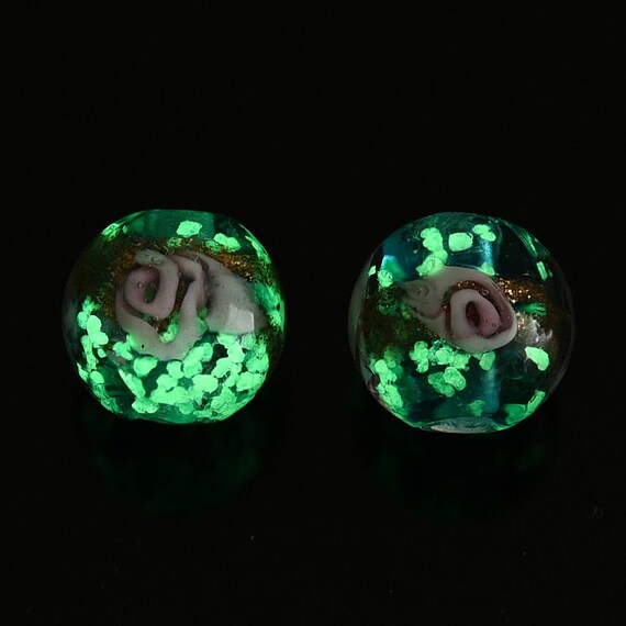 10pcs Round 8mm 10mm 12mm Slver Fol nsde Lampwork Glass Loose