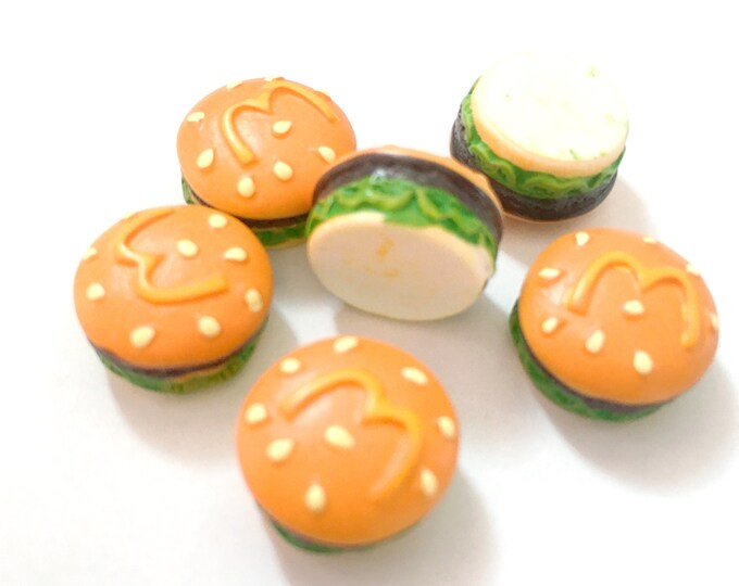 6pc 13mm resin made hamburger cabochons-9012