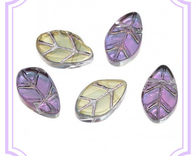 10pc 11x7mm  Electroplate Glass  Glass Leaf Beads-fz136
