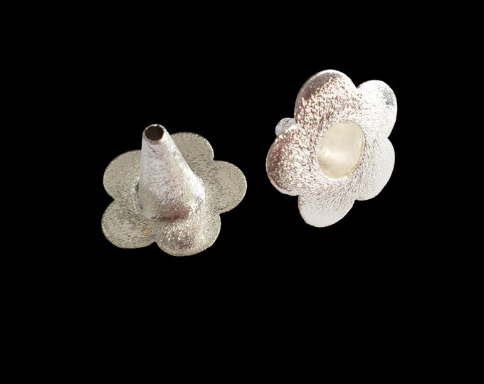 4PC 21x14mm silver finish flower caps
