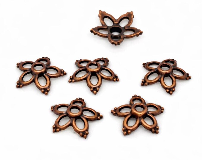 24pc 12mm antique copper finish metal beads caps-5788d