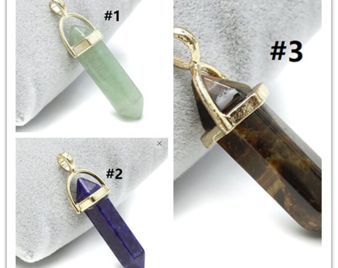1pc 37x13mm Gemstone Pendants with brass bail-pls pick your style