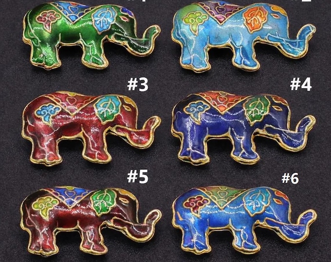 2pc 31x19mm handmade Elephant Cloisonne Beads -pls pick your color