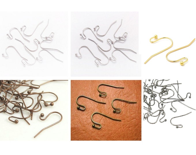 50pc Antique Brass Earring Hooks Lead Nickel Free Hypoallergenic Jewelry Findings Choose Color