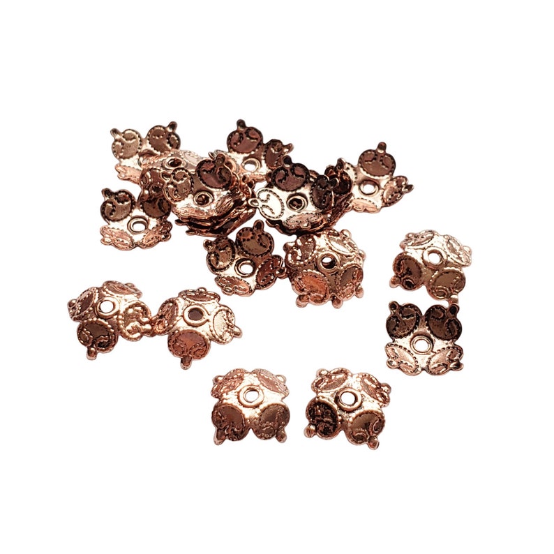 30pc 8.5mm lead nickel free brass bead caps-pls pick a color copper finish-G9