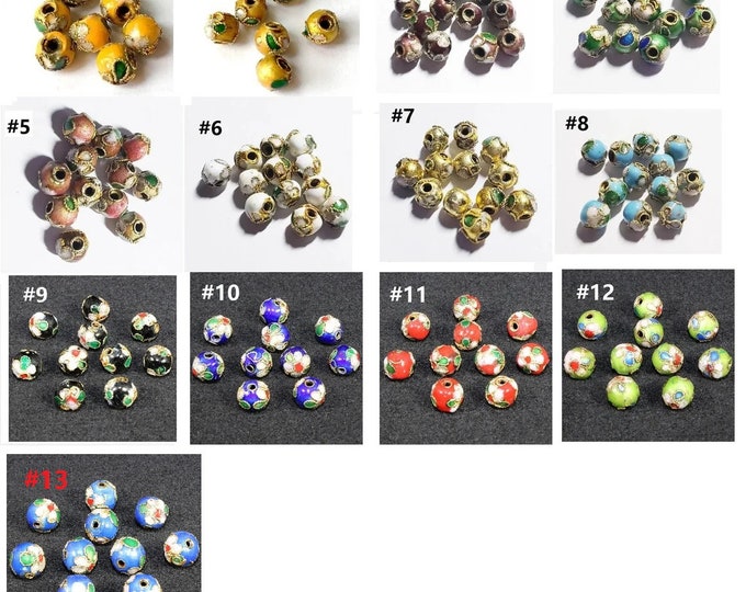 12pc 5.5-6mm round Cloisonne beads-pls pick a color