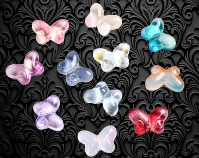 10pc(5 pairs) 14x10mm Transparent Baking Paint Glass Beads, butterfly beads-LL2085