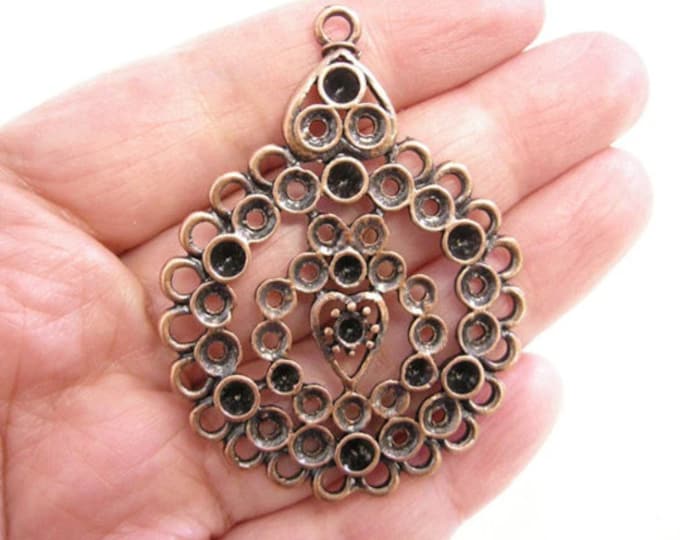 4pc antique copper finish drop shape metall pendants-653A