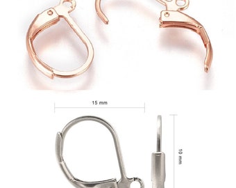 10pc 15x10mm Stainless Steel Leverback Earring Findings - Choose Your Color - Hypoallergenic Secure Hooks