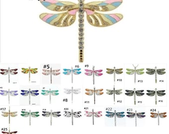 1pc  65x56x5mm zinc alloy enamel with rhinestone dragonfly pendant-pls choose your own color