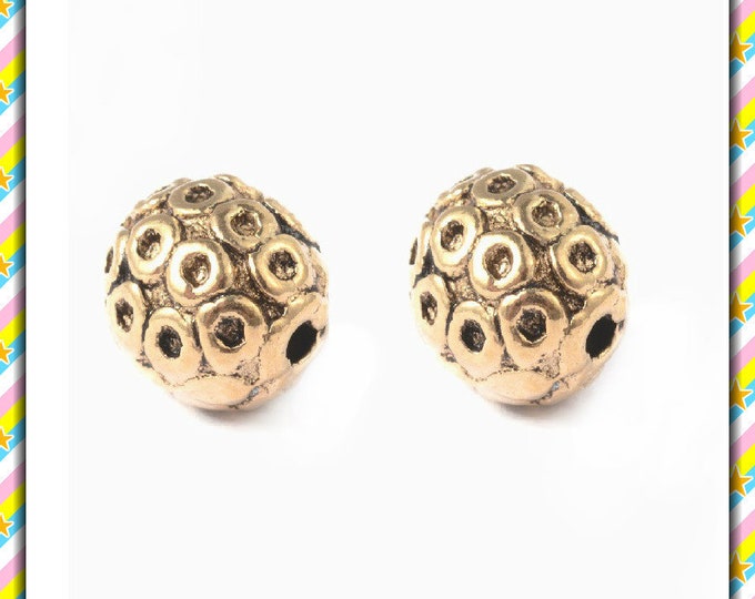 12pc 8.5x7mm antique gold finish metal oval beads-7302