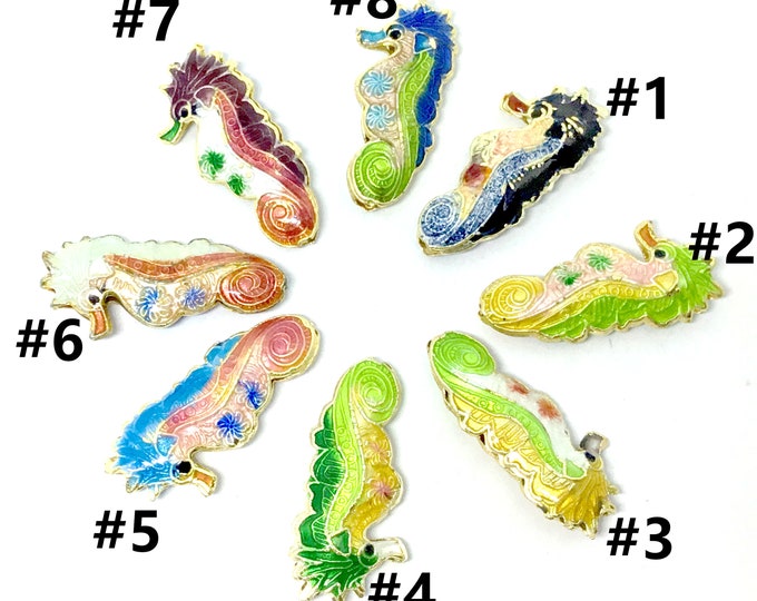 2pc 26x12mm handmade seahorse Cloisonne Beads TAB70-pls pick your color