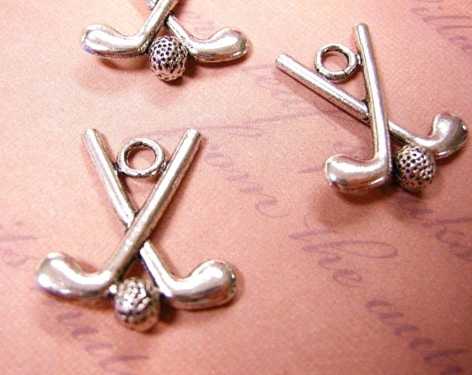 6pc antique silver  finish metal golf pendant-5005
