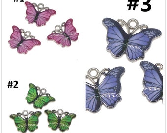4pc 18mm metal with enamel butterfly pendants -pls pick a color