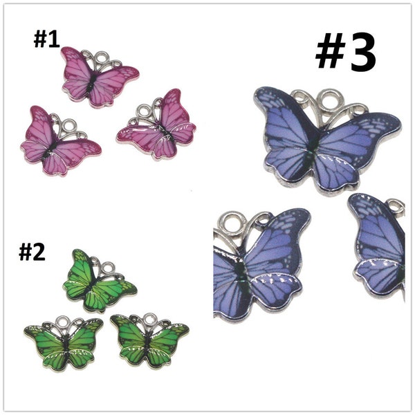 4pc 18mm metal with enamel butterfly pendants -pls pick a color