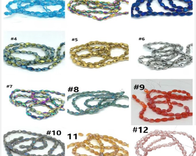 6x4mm Electroplate Glass Bead Strand Faceted Drop-Pls pick a color