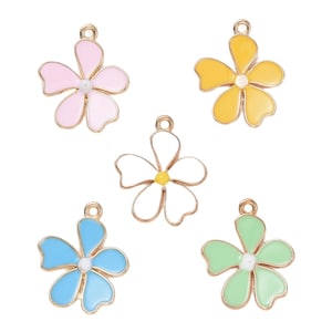 6pcs 20x18mm  Flower flower metal with enamel-R914