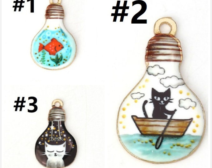 4pc 28x17mm metal with enamel light bulb shape with animal print-Pls pick a pattern