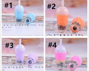 4pc 31.5x12.5mm resin made imitation miniature bubble tea cabochons- Pls pick a color