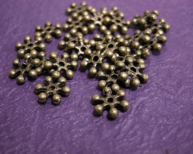50pc antique bronze finish metal snow shape spacers 8mm wide-1455