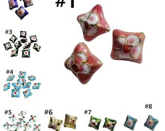 2pc 16mm Rhombus shape handmade  Cloisonne Beads-pls pick your color
