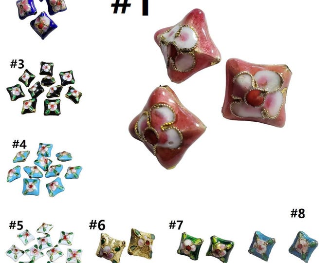 2pc 16mm Rhombus shape handmade  Cloisonne Beads-pls pick your color