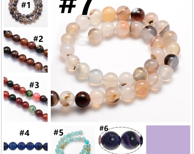 15 Inch Strand Of Round Agate Bead 10mm (37 Beads)-pls pick a pattern
