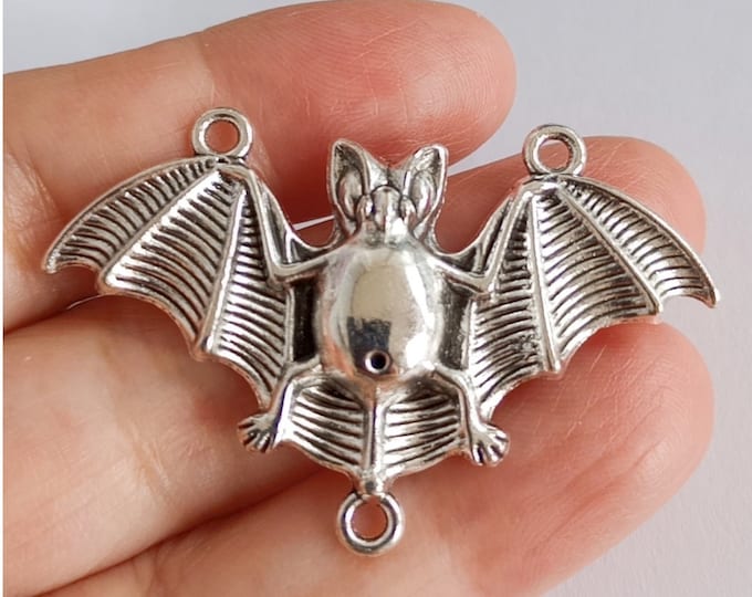 4pc 45x30mm antique silver tone bat links/pendants/Halloween Pendants