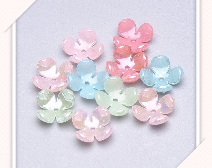 30pc 15mm mix color acrylic flower beads/bead caps-LV489