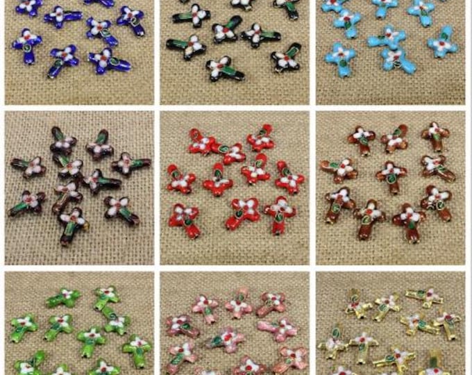 Mixed color jewelry cross beads
