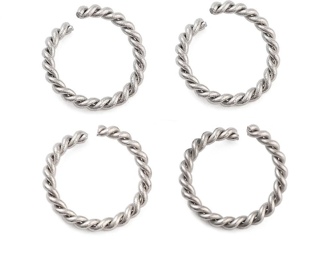 12pc Stainless Steel Twisted Jump Rings , 12mm Tarnish-Proof Connectors, Unique Rope Design for Jewelry Making