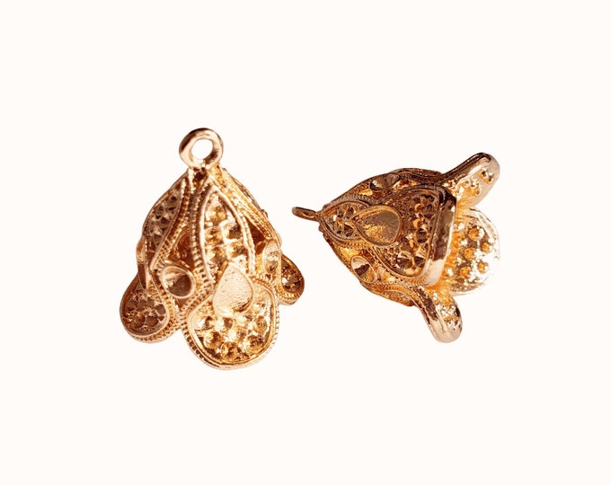4pc kc gold finish bell shape Tassel Cap Bail -4M128
