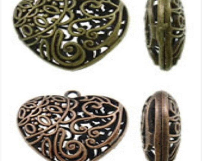 2pc 40mm antique finish metal heart pendant-pls pick a color