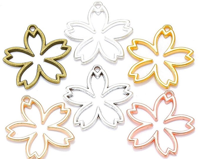 10pc 23x22mm metal flower shape pendants-pls pick a color
