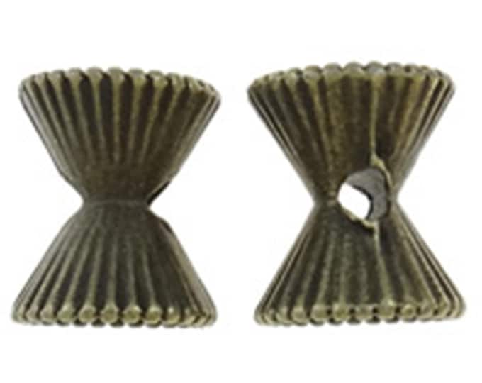 20pc 9x8mm antique bronze finish metal barbell beads-9516
