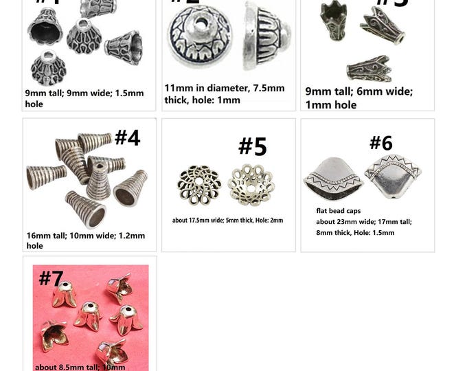 10pc antique silver finish metal  bead caps-Pls pick a style