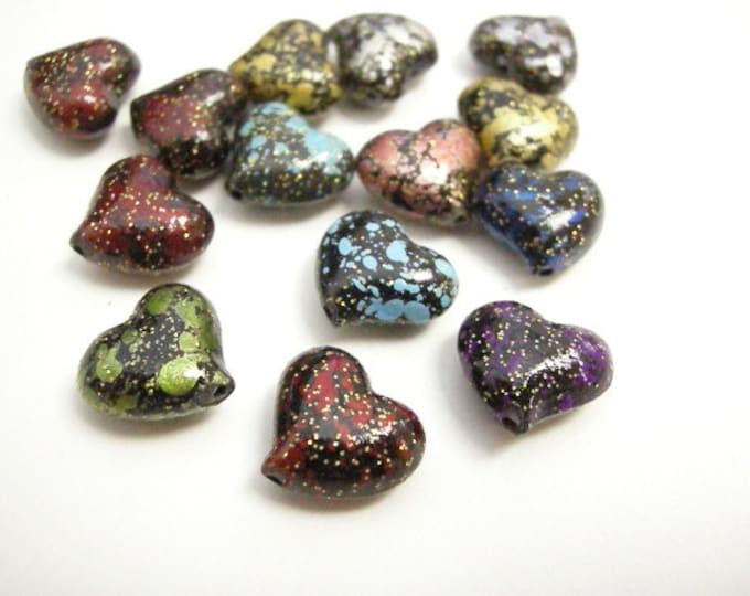 20pc 14.5x13mm mix color heart shape acrylic  beads-6718