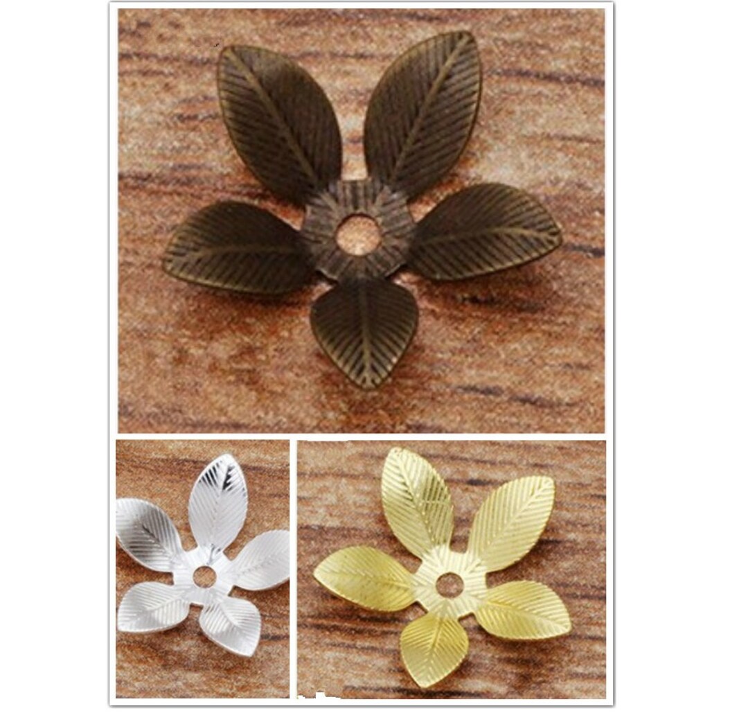 Beebeecraft 1 Caja, 300 Unidades, 6 Estilos, Tapas De Cuentas De Filigrana, Chapadas En Oro De 18 Quilates, Espaciador De Flores Huecas, Tapas De Extremo Sueltas Para Hacer Manualidades De Joyería