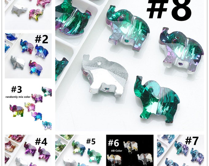 4pc 15x12mm electroplate faceted glass elephant beads-Pls pick a color