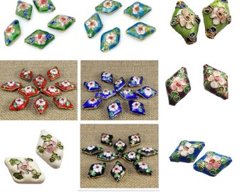 2pc 20x14 Rhombus handmade Cloisonne Beads-pls pick a color