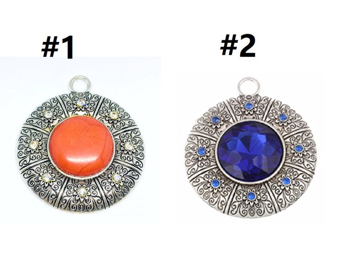 1pc 66x57mm zinc alloy pendant with resin cabochon -pls pick a color