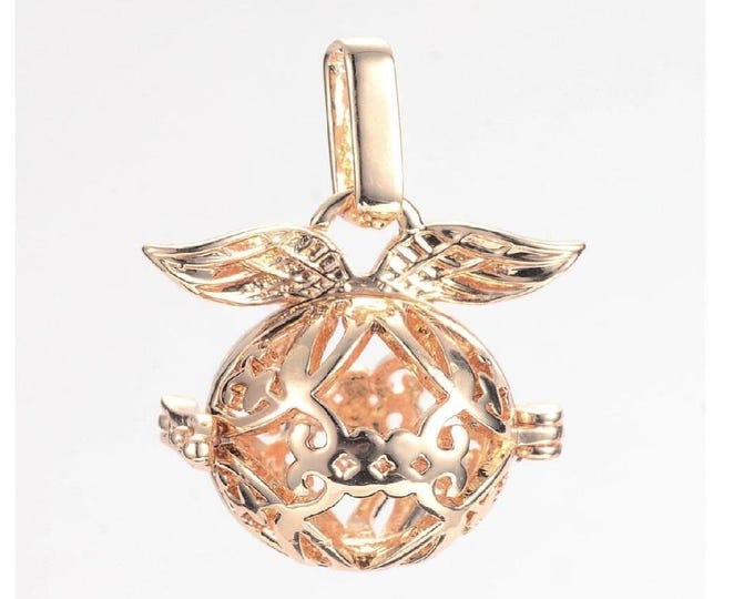 2PC Gold Finish Rack Plating Brass Cage Pendants-RM105