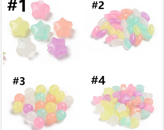 30pc mix color Luminous glow in the dark Acrylic Beads-pls pick a style