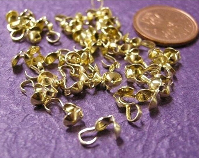 100pcs gold finish extra secure fold over bead tips-1499