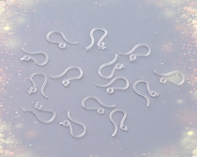30pcs (15 Pairs) Small Plastic Earring Hooks - 13x7mm - Lightweight Non-Pierced Findings