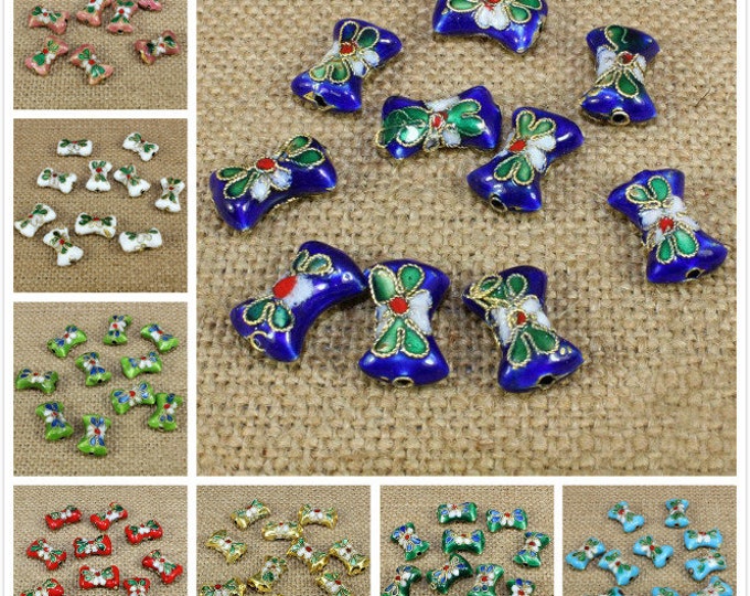 2pc 16x10mm Bowknot shape handmade  Cloisonne Beads-pls pick your color