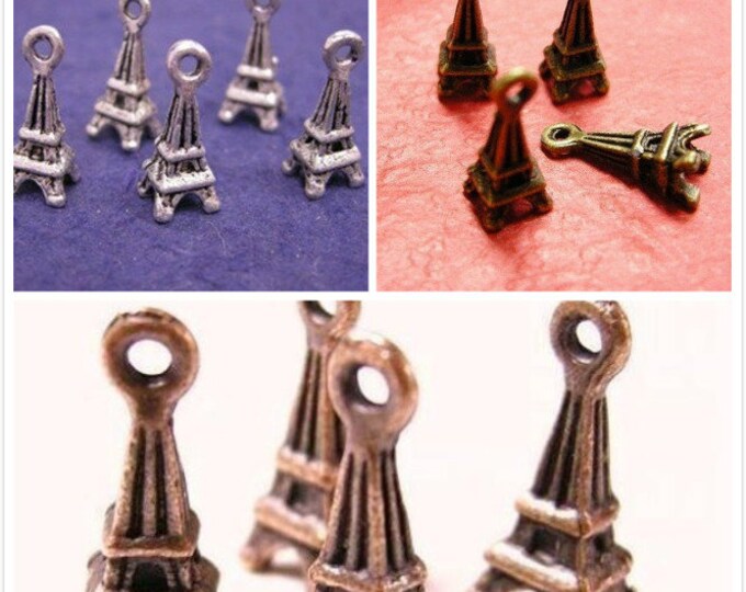 12pc 16x6mm antique finish metal tower charm-pls pick a color