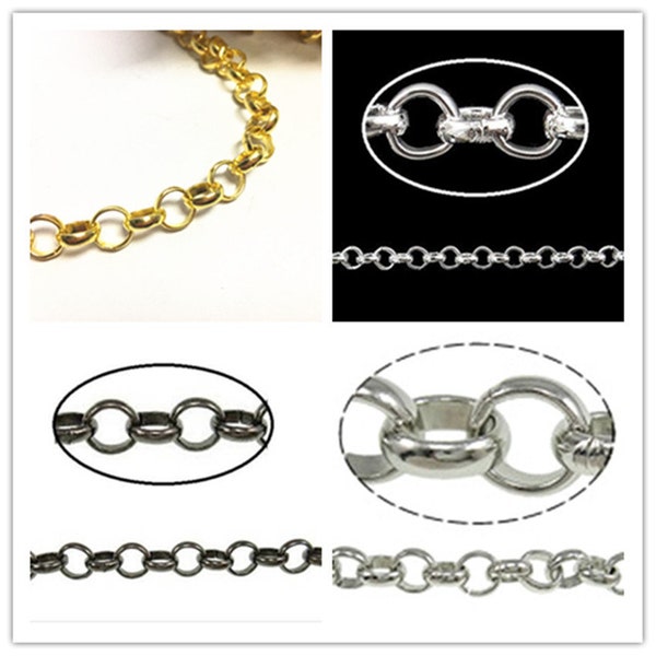 Wholesale 10 meters 10mm rolo heavy chain in roll- pls pick a color