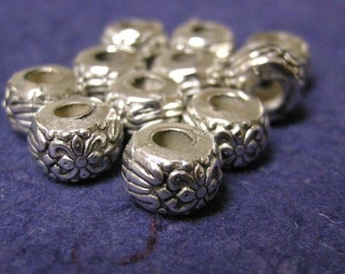 12pc antique silver acrylic fancy bead/spacer-1335